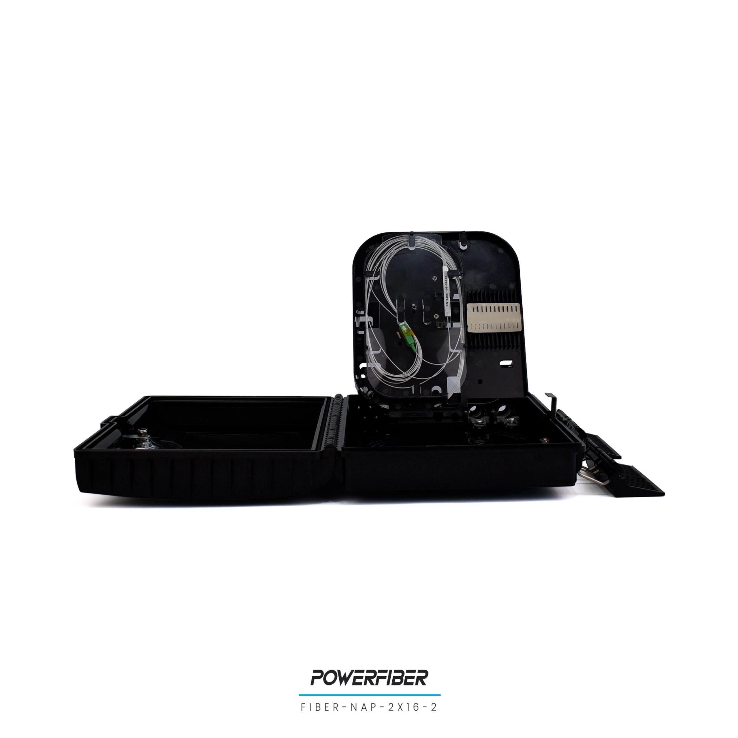 POWERFIBER CAJA EXTERIOR FTTH 2X16 CON SPLITTER 1X8 CONECTOR SC/APC + 16 ADAPTADORES - Imagen 5