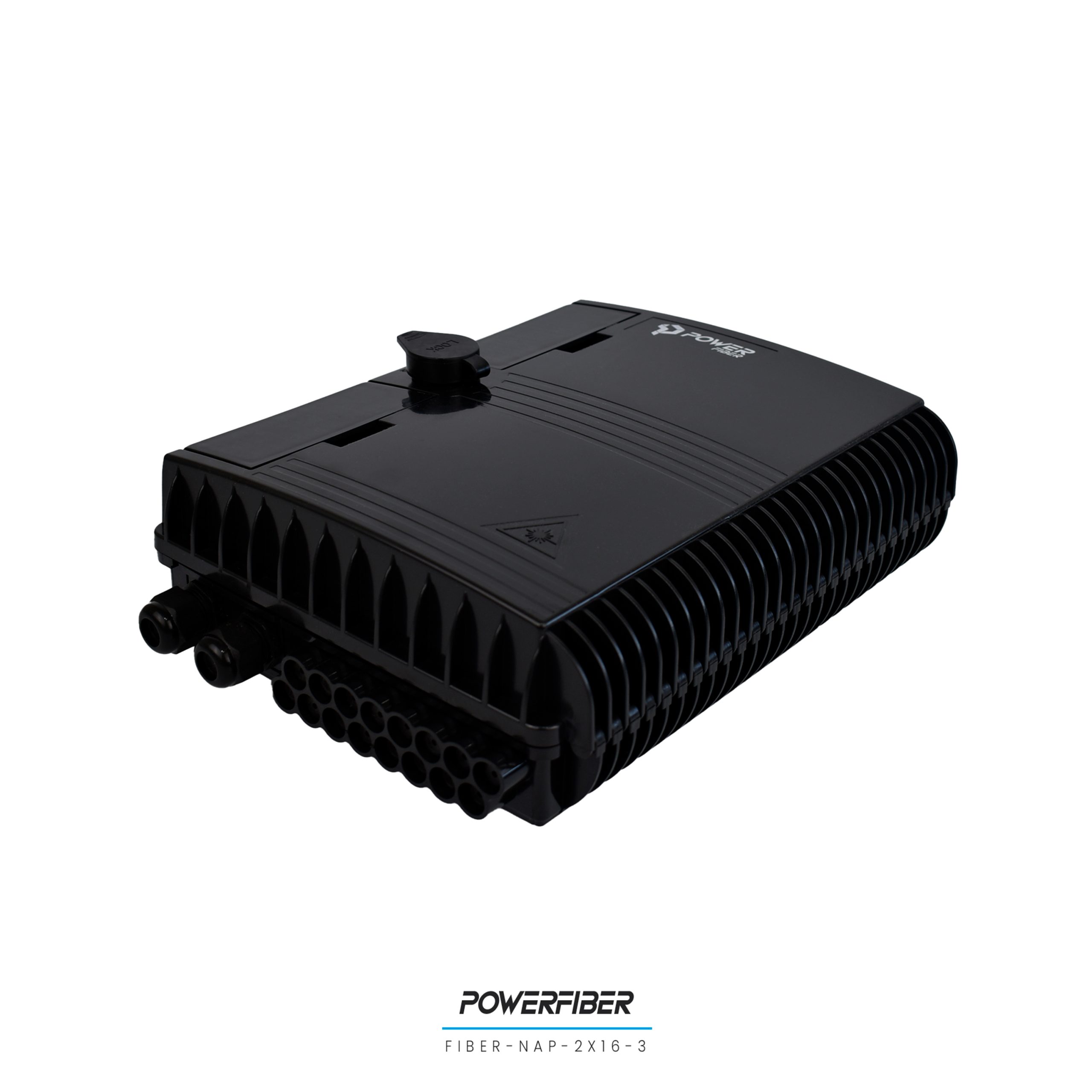 POWERFIBER CAJA EXTERIOR FTTH 2X16 CON SPLITTER 1X16 CONECTOR SC/APC + 16 ADAPTADORES - Imagen 2